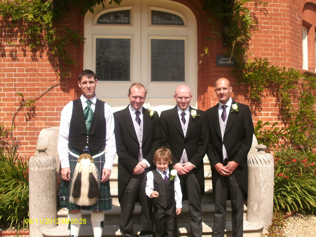 Kev (Usher), Me, Chris (Best Man) & Toby (Usher) with Mason (Page Boy) in front.
